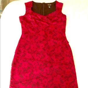 White House Black Market Red Lace printed dress